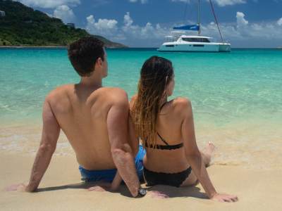 Couple on the beach in the BVI