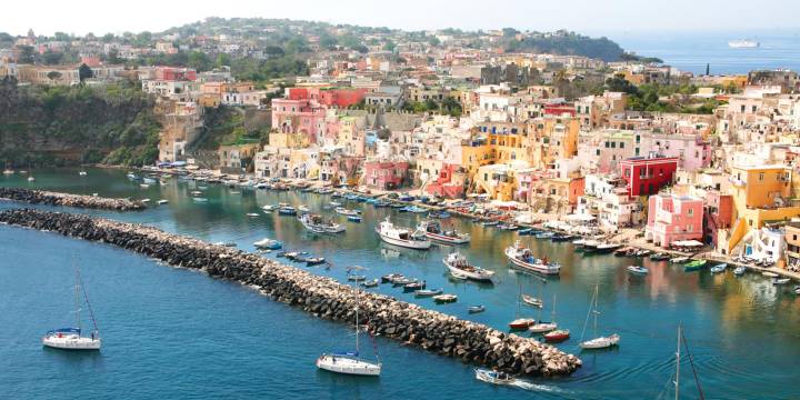 Procida harbour from above