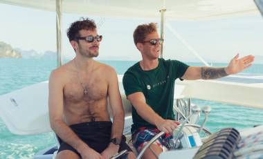 Friends sailing in antigua