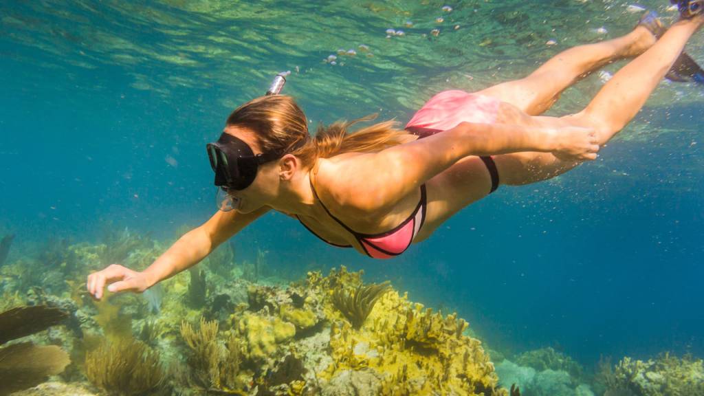 Woman snorkeling in the BVI