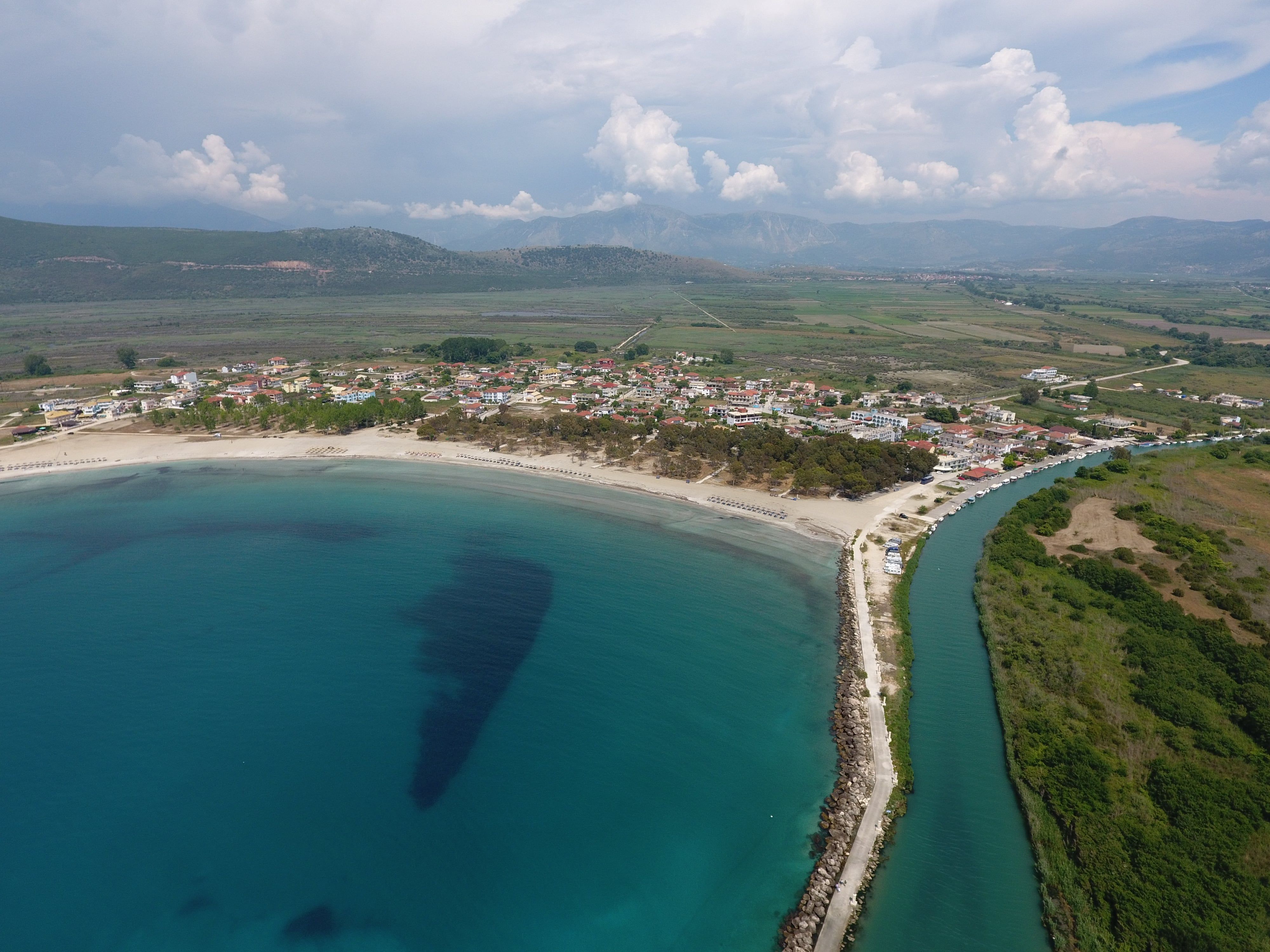 Panorama of Ammoudia with Ionian Sea and Acheron River